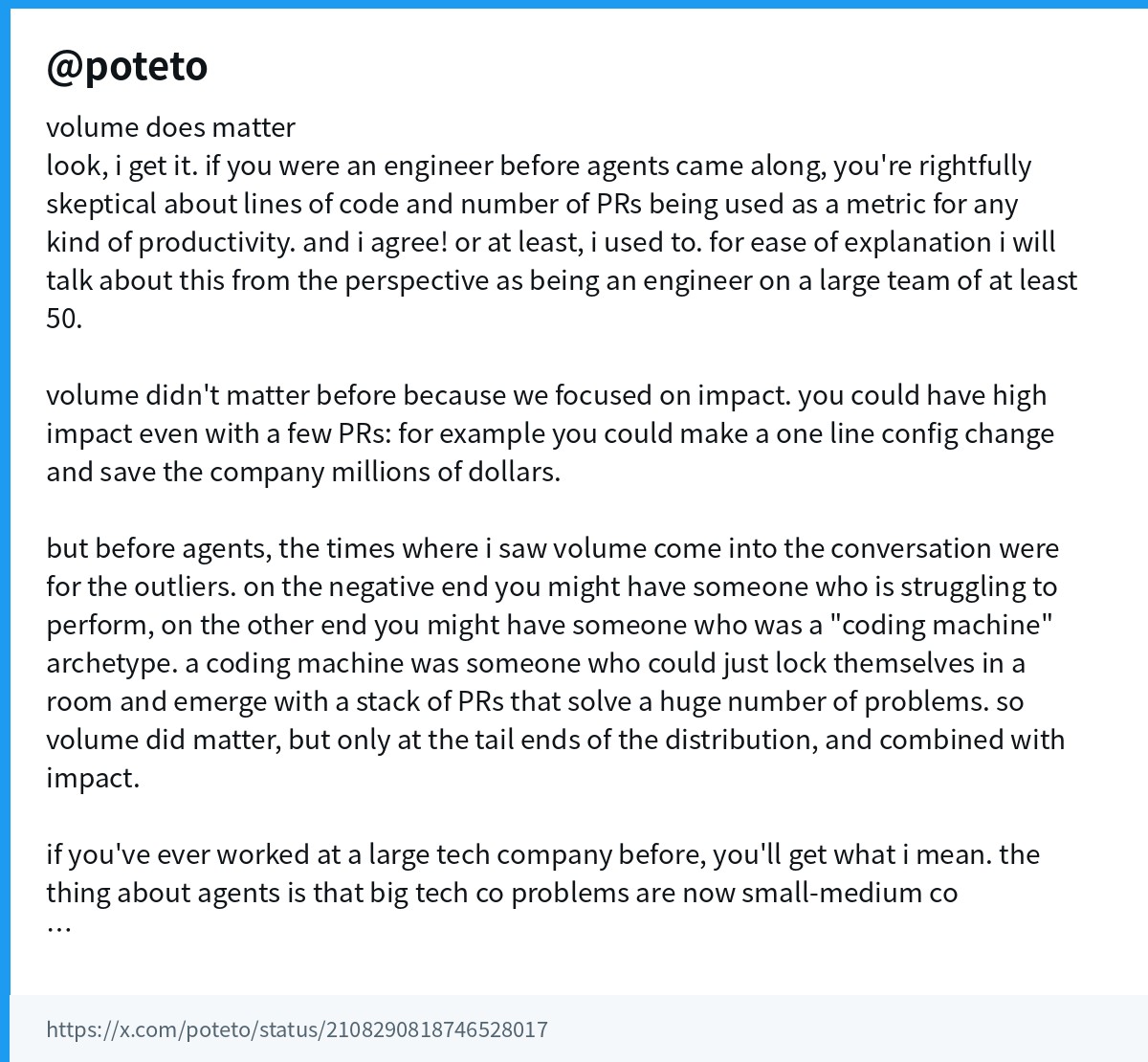 poteto: volume does matter